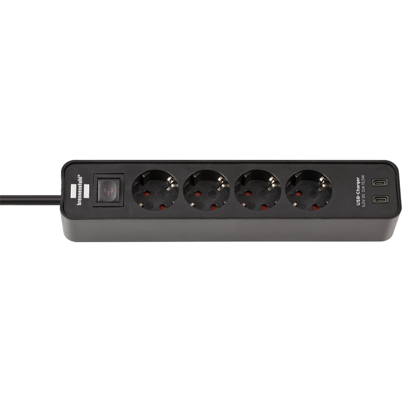 Brennerstuhl - Steckdosenleiste Ecolor 4-fach inklusive 2 USB C 1,5 Meter schwarz