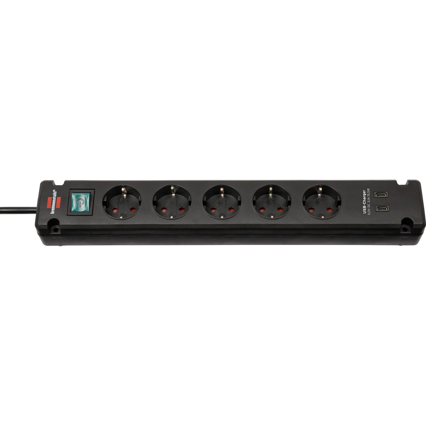 Brennerstuhl - Steckdosenleiste Bremounta 5-fach inkl. 2 USB C 3 Meter.