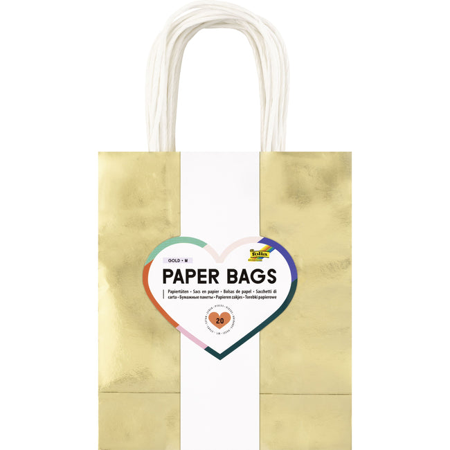 Folia Paper - Geschenktüte Folia Gold Kraft 24x31x12cm 20 Stück