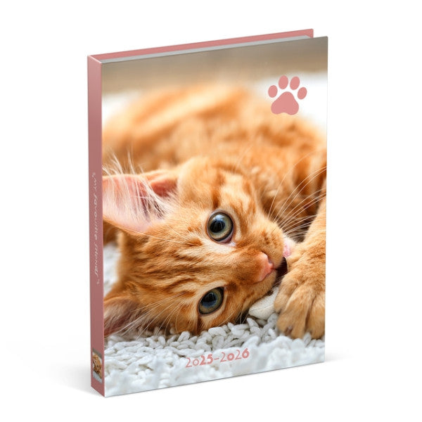 Lannoo - Schulkalender 25-26 Katzen 1 Tag/1 Seite rosa