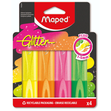 Maped – Glitzer-Textmarker in 4 fluoreszierenden Farben
