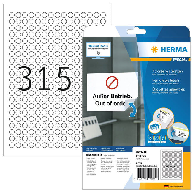 HERMA - Etikett 4385 rund 10 mm weiß 7875 Etiketten