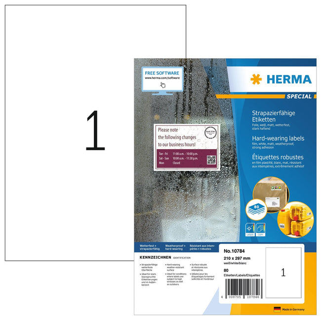 HERMA - Etikett 10784 210x297mm wetterfest VE 80St