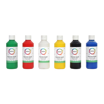 Qrea – Posterfarben-Set mit 6 Standardfarben, 250 ml