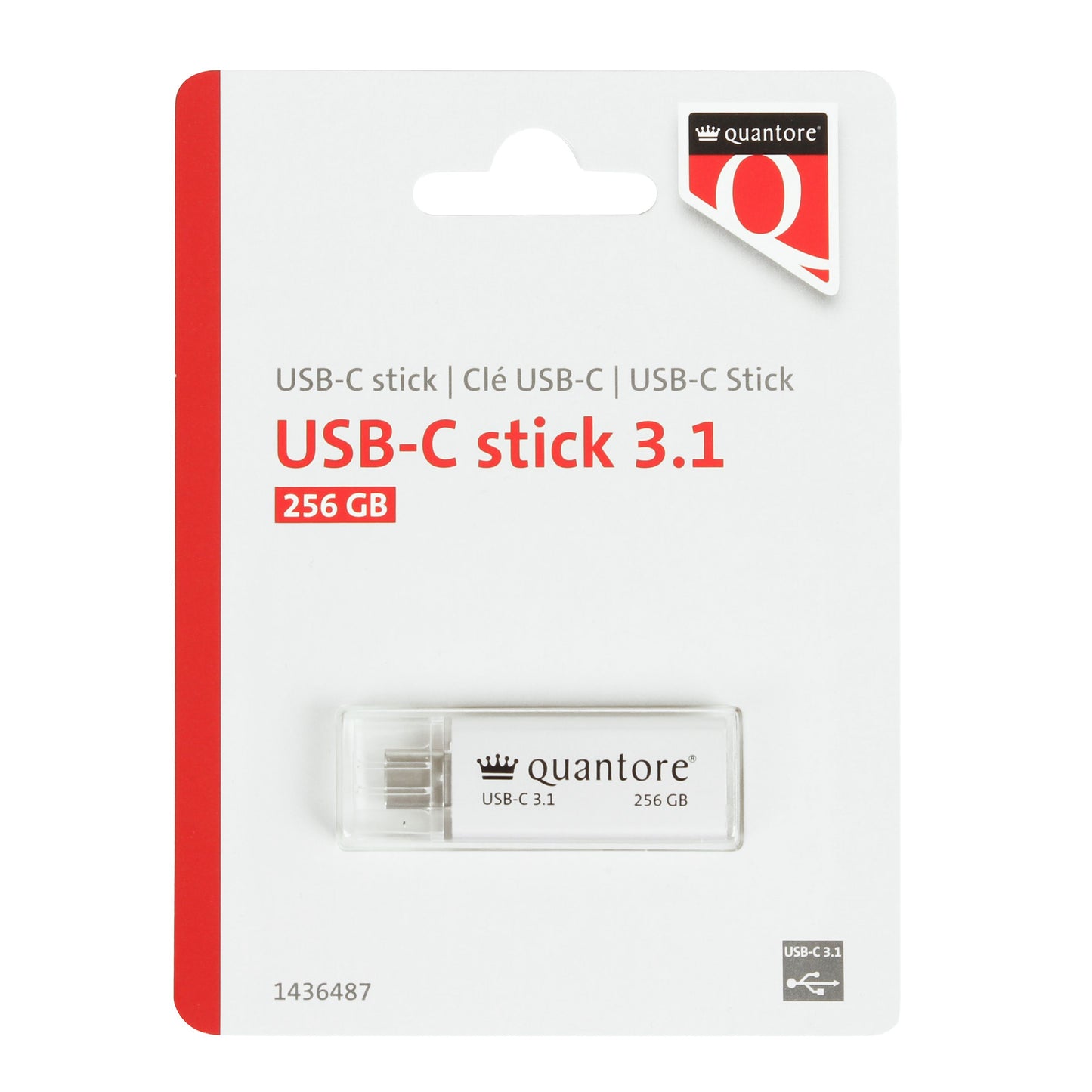 Quantore - USB-Stick USB-C 256GB 3.1 Silber