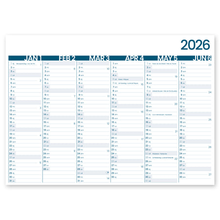 INNI - 6-Monatskalender 2026 großes Erinnerungsstück 430x320mm | 10 Stück
