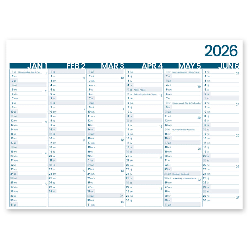 INNI - 6-Monatskalender 2026 großes Erinnerungsstück 430x320mm | 10 Stück