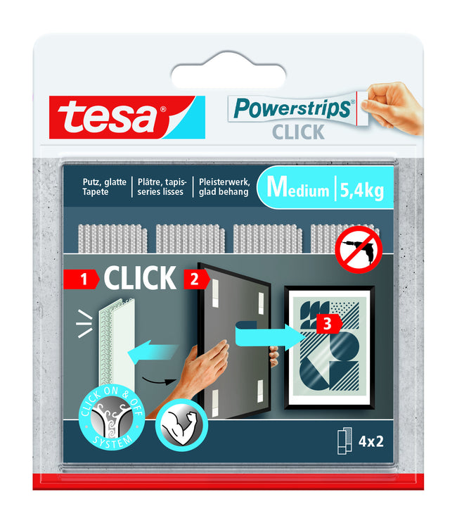 Tesa - Klebepunkt Steckdosenleisten Click Medium 4 Paar weiß