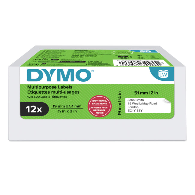 Dymo -  Etiket  labelwriter multifunctioneel 19x51 12s