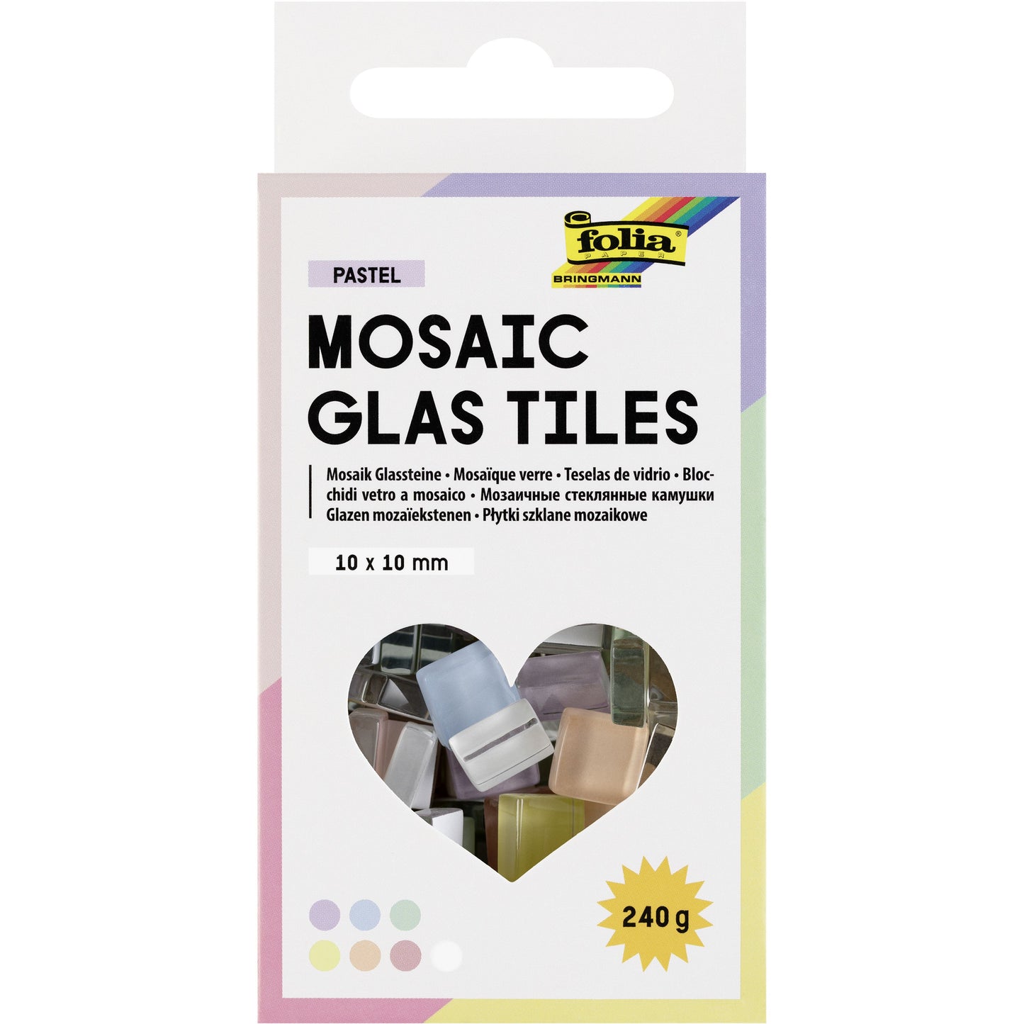 Folia Paper - Mosaiksteine ​​Folia 10x10mm Glas Pastell sortiert