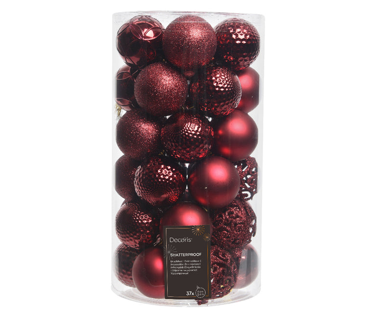Decoris - Weihnachtskugeln sortiert Ochsenblutrot