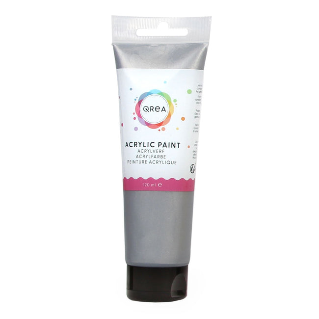 Qrea - Acrylfarbe 120 ml Silber | 6 Stück