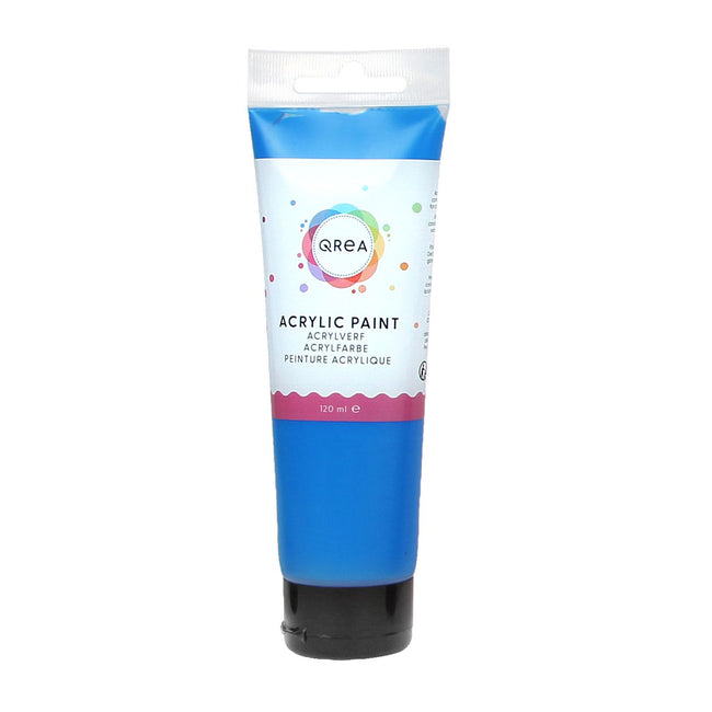 Qrea - Acrylfarbe 120 ml Primärblau | 6 Stück