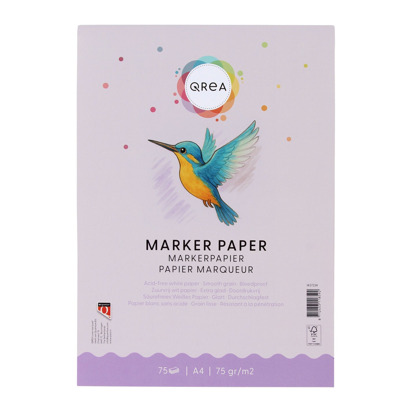 Qrea - Markierungsblock A4 75 Gramm 75 Blatt | 10 Stück