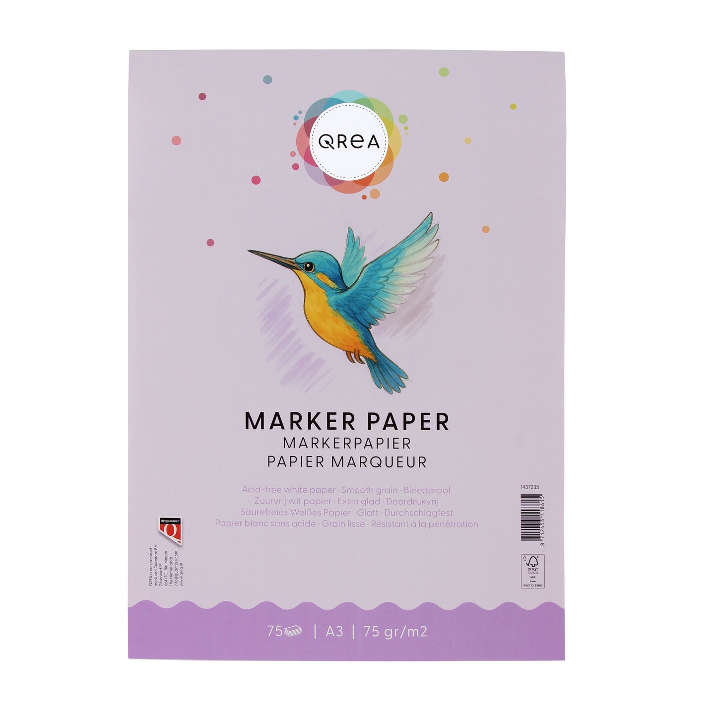 Qrea - Markierungsblock A3 75 Gramm 75 Blatt | 10 Stück