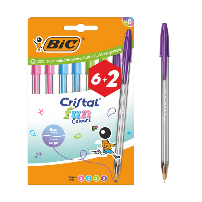 Bic - Kugelschreiber Cristal Fun 6+2 gratis l sortiert