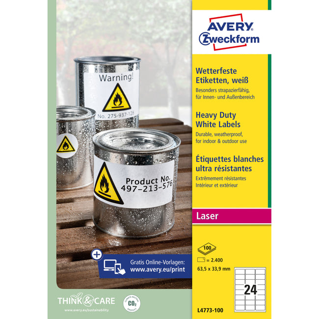 Avery Zweckform - Etikett l4773-100 63,5x33,9 2400Stk
