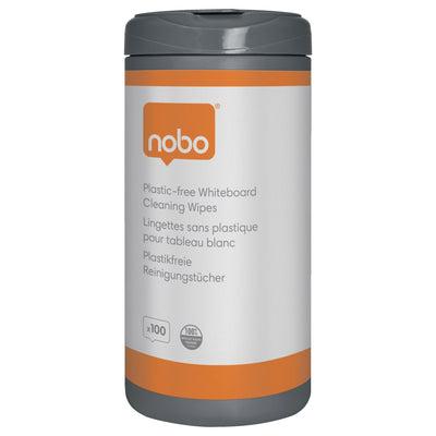 Nobo - Whiteboard-Reinigungstücher plastikfrei 100 Stück | 12 Stück