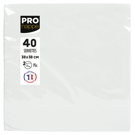 Pronappe - Serviette 1/4 Falz 2-lagig 380x380mm 40 Blatt weiß