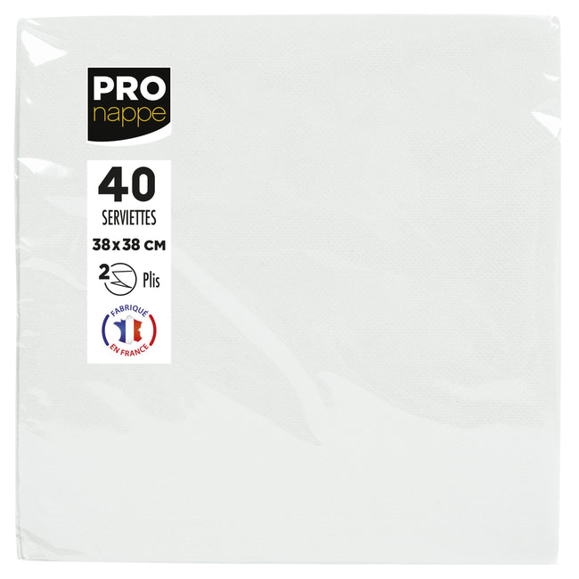 Pronappe - Serviette 1/4 Falz 2-lagig 380x380mm 40 Blatt weiß