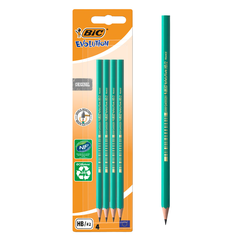 Bic - Bleistift Evolution ecolutions original sechseckig HB 4 Stück