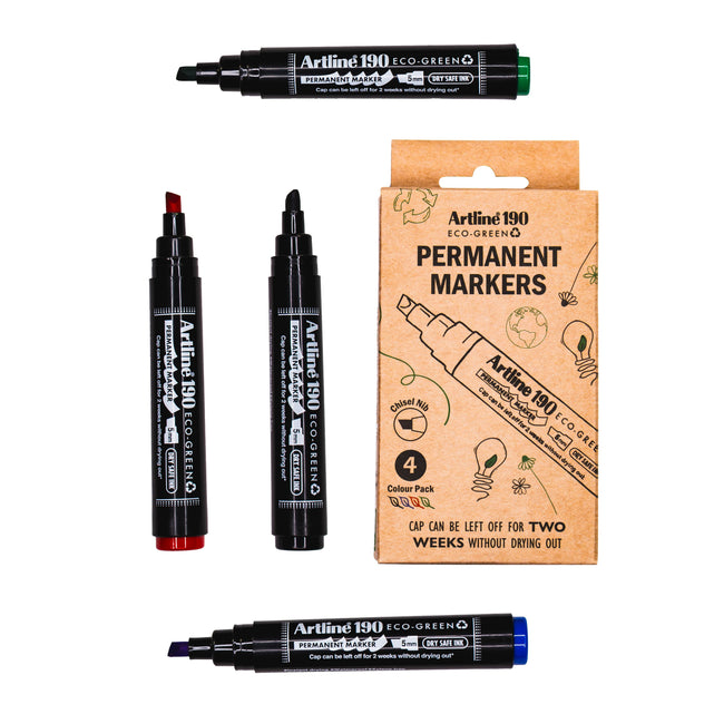 Artline - Permanentmarker 190 Eco abgewinkelt 2-5mm sortiert | 12 Stück