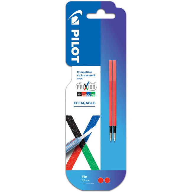Pilot -  vullingen voor Frixion Ball 4-kleurenroller, fijn, rood, pak van 2 stuks