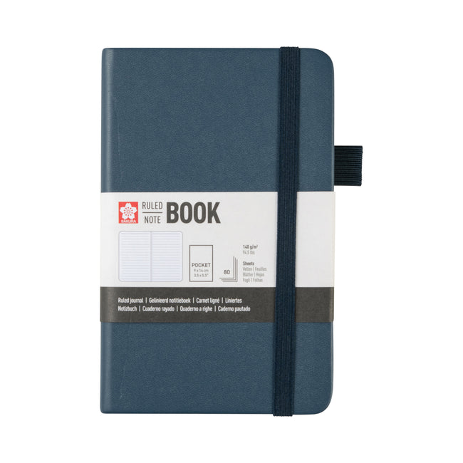 Sakura -  Notitieboek pocket lijn donker indigo | 3 stuks