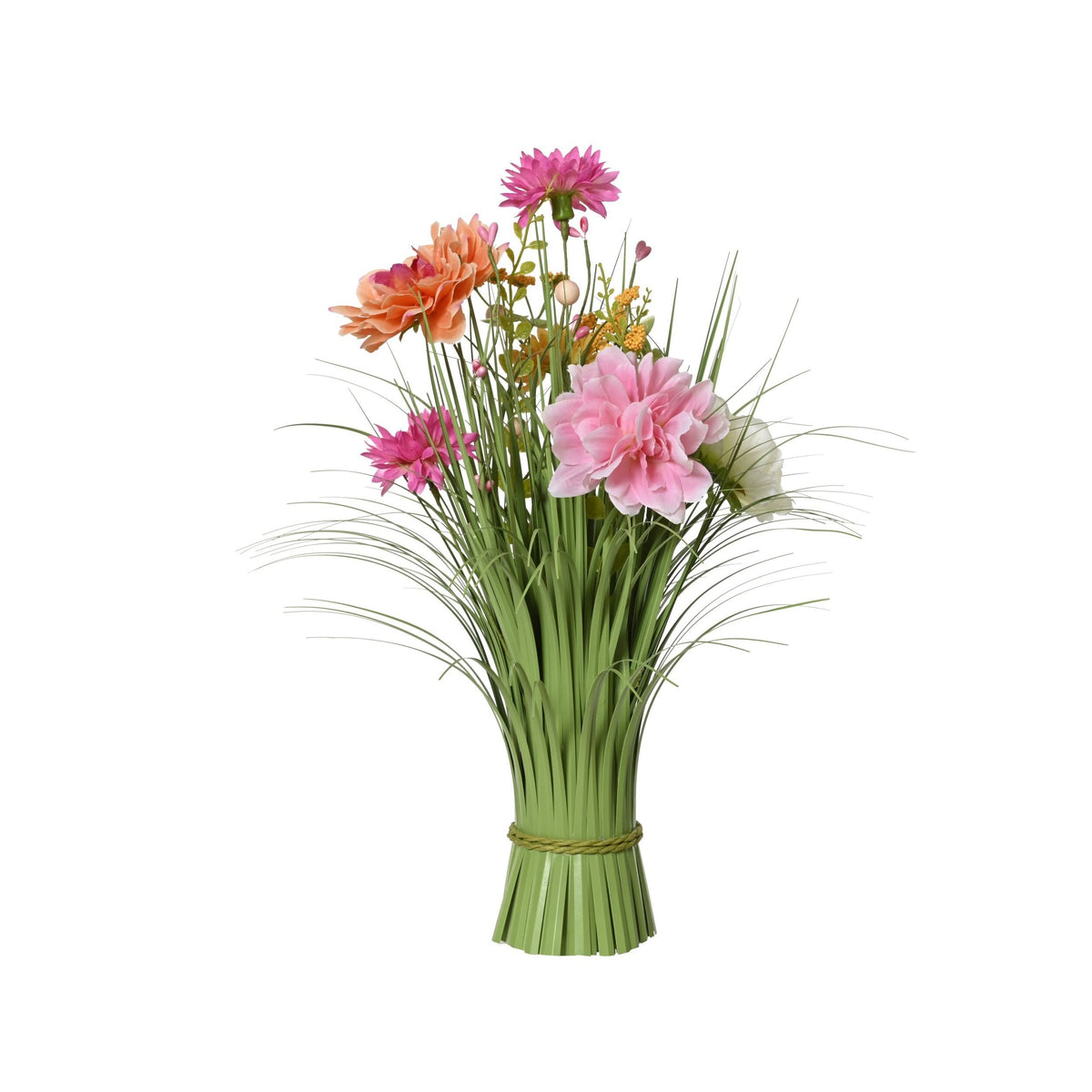 Everlands -  Kunstgras  met bloemen 40cm roze