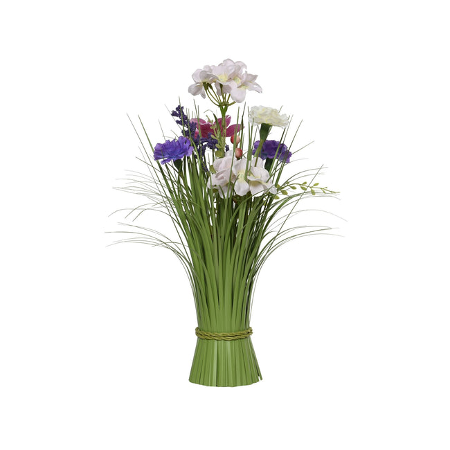 Everlands -  Kunstgras  met bloemen 40cm assorti