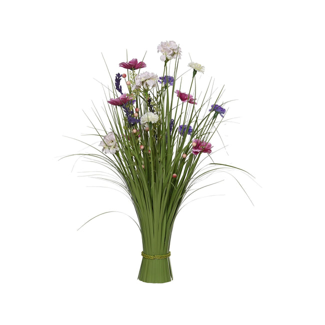 Everlands -  Kunstgras  met bloemen 70cm assorti