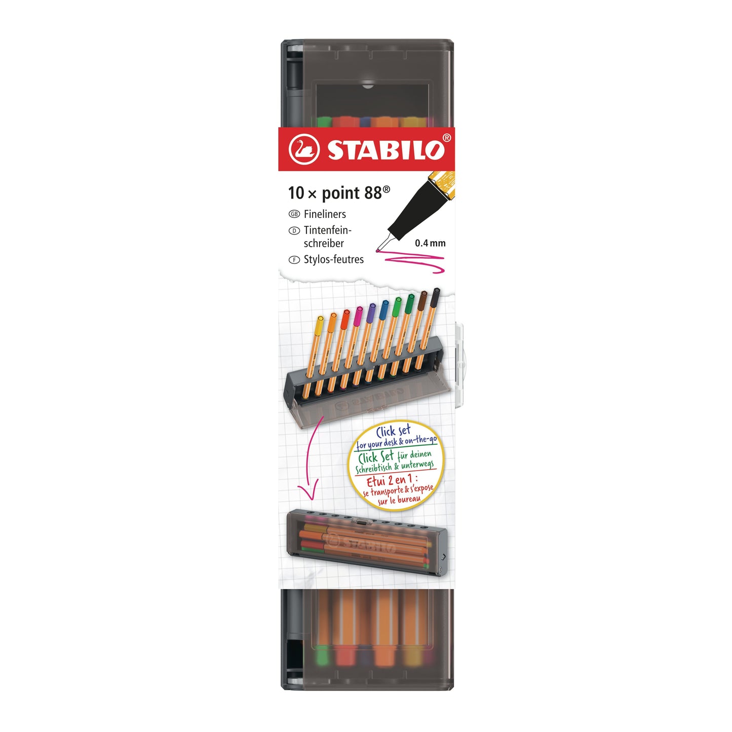 Stabilo -  Fineliner point 88 f clickset à 10 kleuren