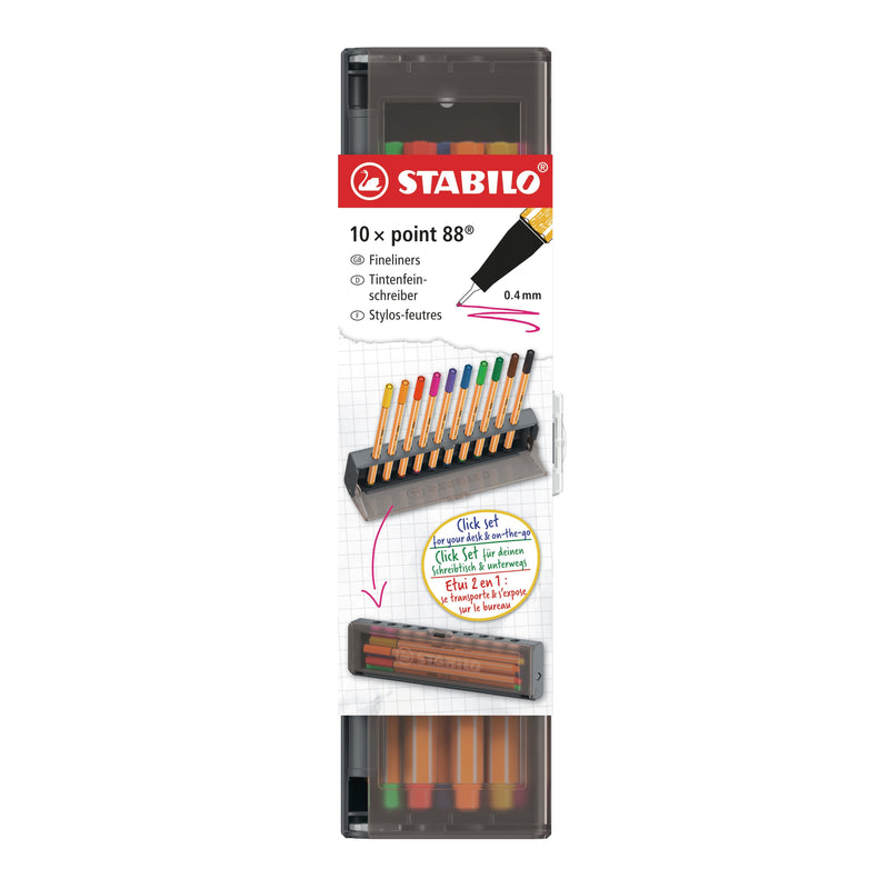 Stabilo -  Fineliner point 88 f clickset à 10 kleuren | 5 stuks