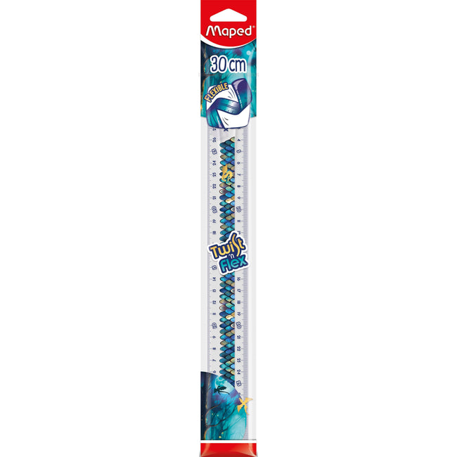 Maped -  Liniaal  twist n flex dragon 30cm blauw