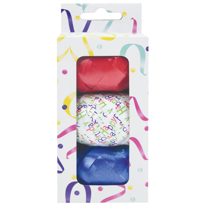 IG design -  Krullint set à 3 kleuren rood blauw wit birthday