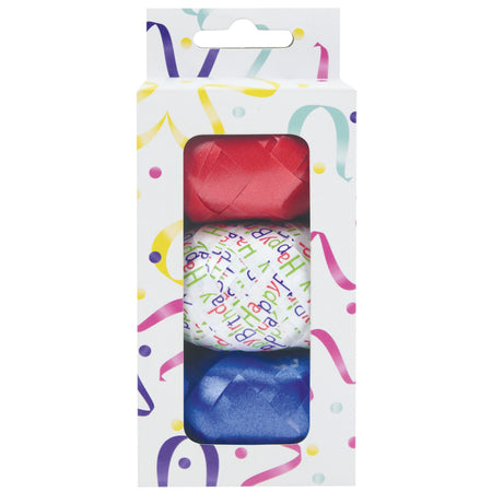 IG design -  Krullint set à 3 kleuren rood blauw wit birthday