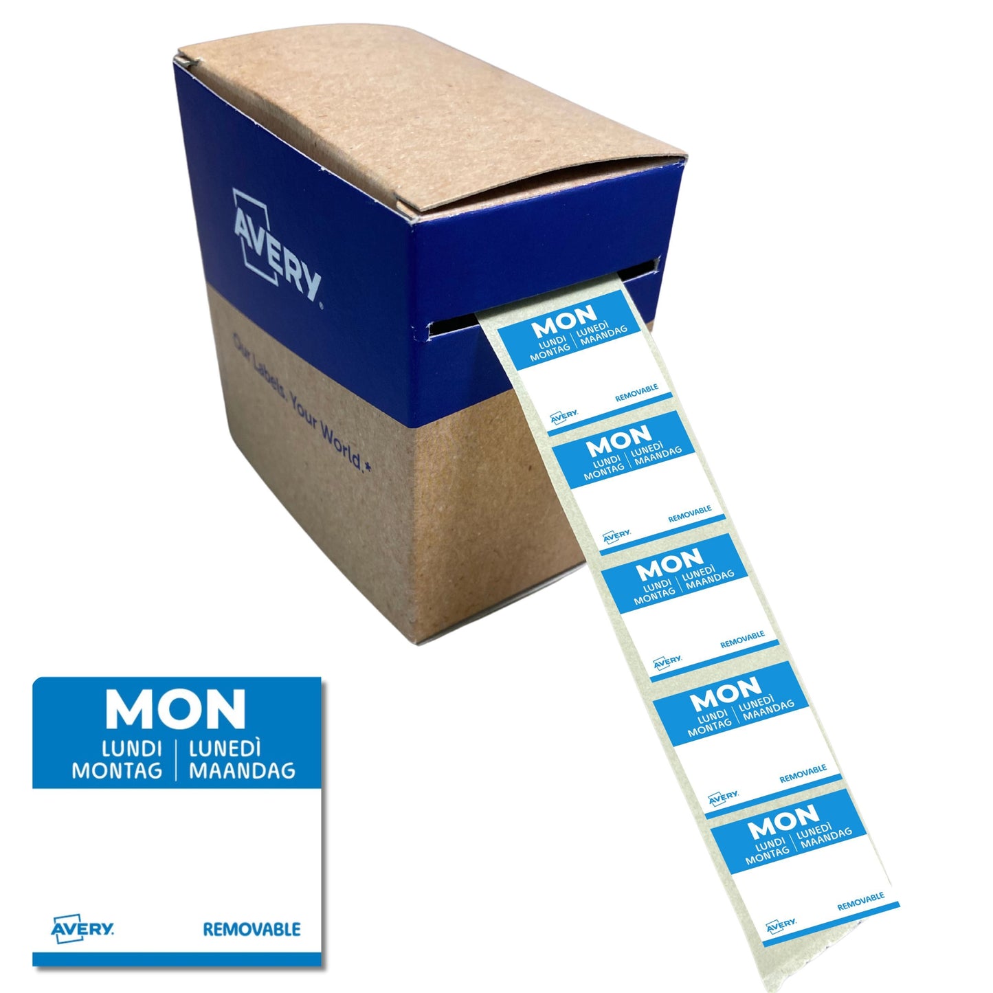 Avery -  Etiket  haccp maandag-blauw 25x25mm 1000st | 6 stuks