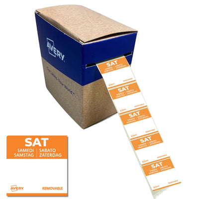 Avery -  Etiket  haccp zaterdag-oranje 25x25mm 1000st | 6 stuks