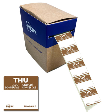 Avery -  Etiket  haccp donderdag-bruin 25x25mm 1000st | 6 stuks
