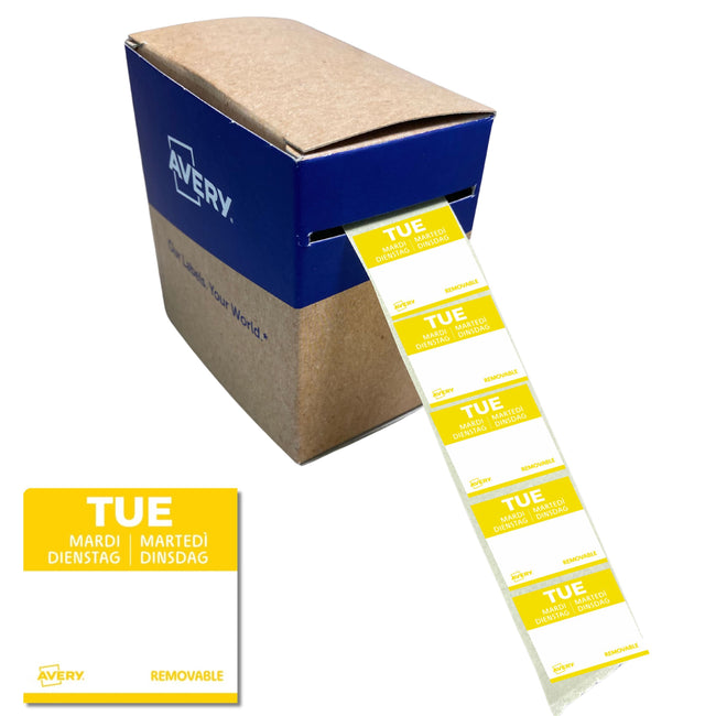 Avery -  Etiket  haccp dinsdag-geel 25x25mm 1000st | 6 stuks