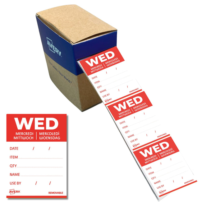 Avery -  Etiket  haccp woensdag-rood 40x56mm 500st | 6 stuks
