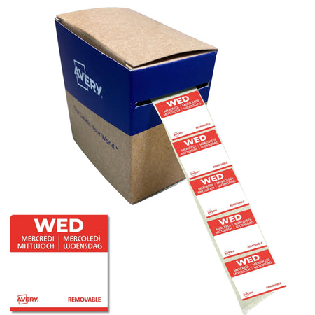 Avery -  Etiket  haccp woensdag-rood 25x25mm 1000st