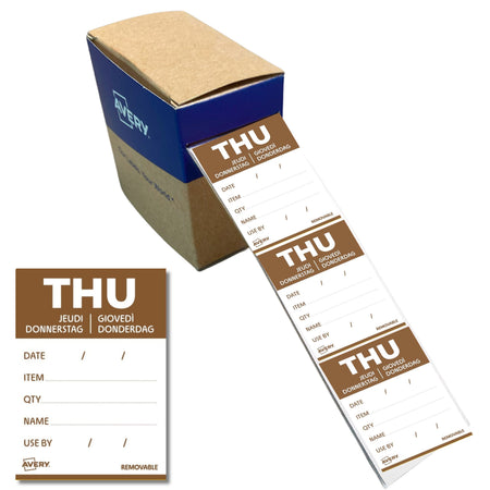 Avery -  Etiket  haccp donderdag-bruin 40x56mm 500st | 6 stuks