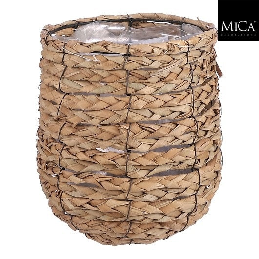 Mica Decorations -  Plantenmand mica avalon zeegras 21x18cm lichtbruin | 4 stuks