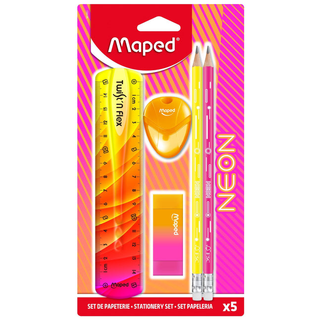 Maped -  Tekenset  5dlg neon assorti