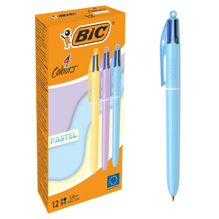 Bic - Colors tel 4-Farben-Kugelschreiber, mittel, klassische Tintenfarben, µBox mit 12 Stück