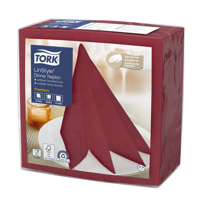 Tork -  Dinerservet linstyle premium bordeaux 478885