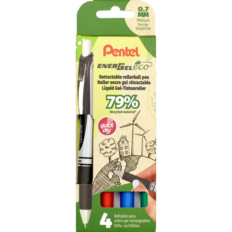 Pentel - Roller Energel BL77E-4, 0,7 mm, sortiert, Set à 4 Stück