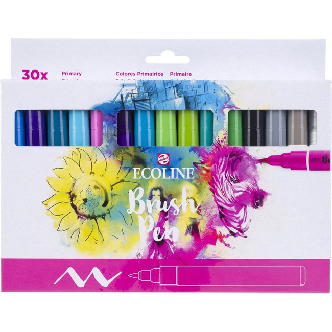 Talens - Ecoline Pinselstift, Etui mit 30 Stück, Set Primary