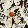 Klika - Geschenkpapier 50 cm Design 31517 Sport auf braunem Kraftpapier